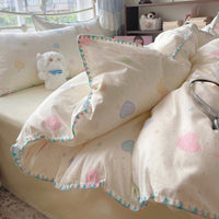 Rainbow Heart / 0.9m Bed - 3-Piece Flat Sheet - Fits 150x200cm Duvet