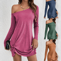 Women's Loose T-shirt Dress - Long Sleeve