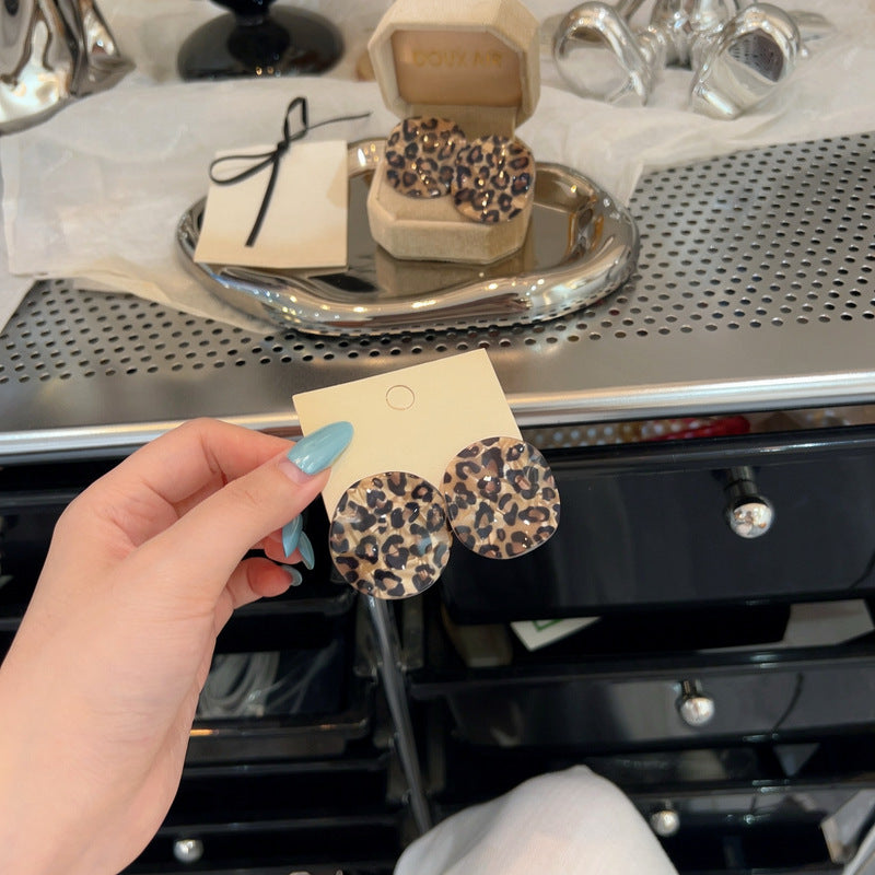 Vintage Leopard Print Square Stud Earrings - view 2