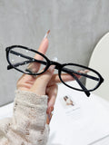 Korean Style Small-Frame Plano Glasses Anti-Blue Retro Trendy Personality Slender Influencer Pick Ambient Feel Frame Glasses Women
