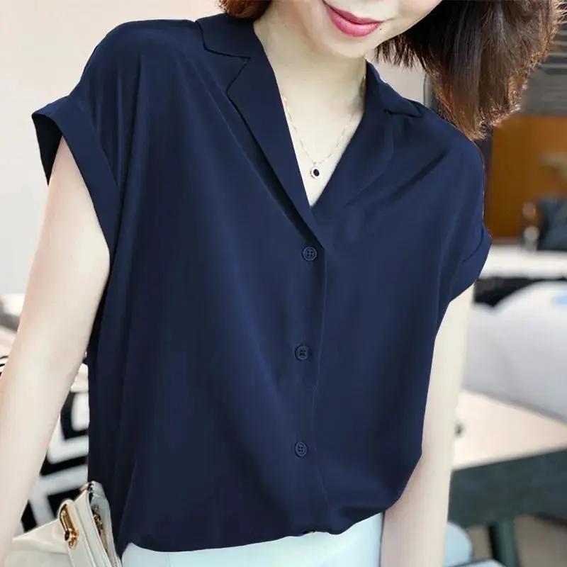 Summer Fashion Slimming Short Sleeve Lapel Collar Cardigan + Shirt