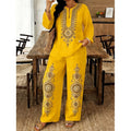 Women's Ethnic Long Sleeve Lace Trim Set 2026 | 2 Piece Outfit Set - White