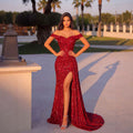 Women's Off-Shoulder Sequin Mermaid Slim Fit Premium Evening Gown Banquet Party