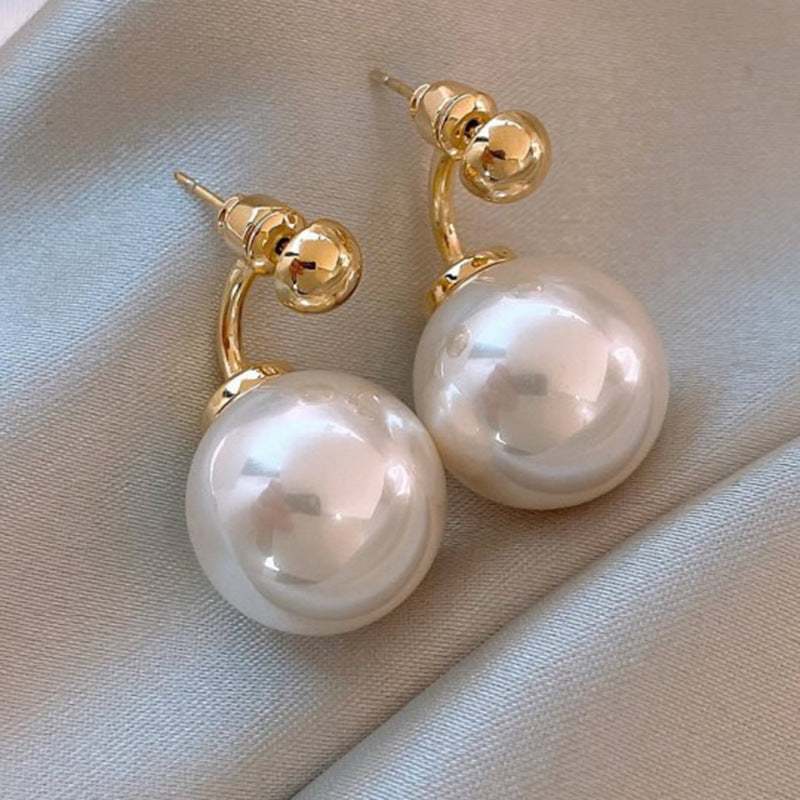 Zircon Heart and Pearl Geometric Stud Earrings – French Vintage Style - view 9