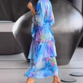 Gradient Print Layered Dress - European Style Fashion Dress for Spring Summer