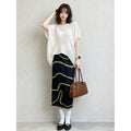 Summer Casual Fashion Short Sleeve Pleated Loose Skirt + Top 2-Piece Set