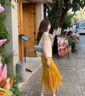 Brightening Relaxed Sleeveless Pleated Fringe Skirt + Top Set