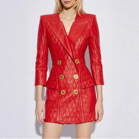 Women's Retro Plaid Fitted Jacket 2026 | Trendy Jacket - Red