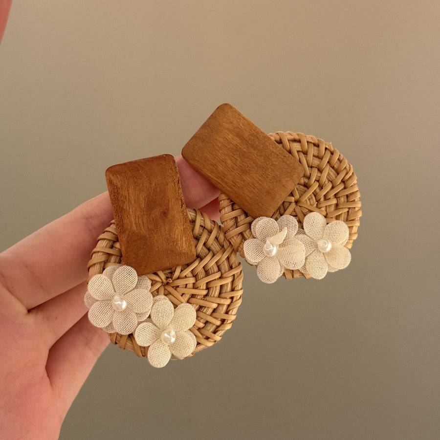 Bohemian Woven Straw Statement Earrings - view 12