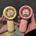 可爱卡通KT手持小风扇便携充电迷你风扇学生宿舍随身电扇批发热卖