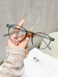 Retro Round Glasses Frame Overseas Unisex Fashionable Anti-Blue Bare Face Wear Jewelry Glasses Contrast Stud Frame