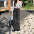 Fall Petite High Waist Drapey Wide Leg Straight Leg Pants