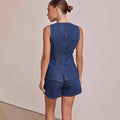Spring-Summer Fashion Sleeveless Waist-Tie High Waist Loose Shorts Set