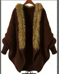 Women's Fall-Winter Fashion Plus Size Wool Tie-Front Loose Knit Top + Sweater + Cardi - Black