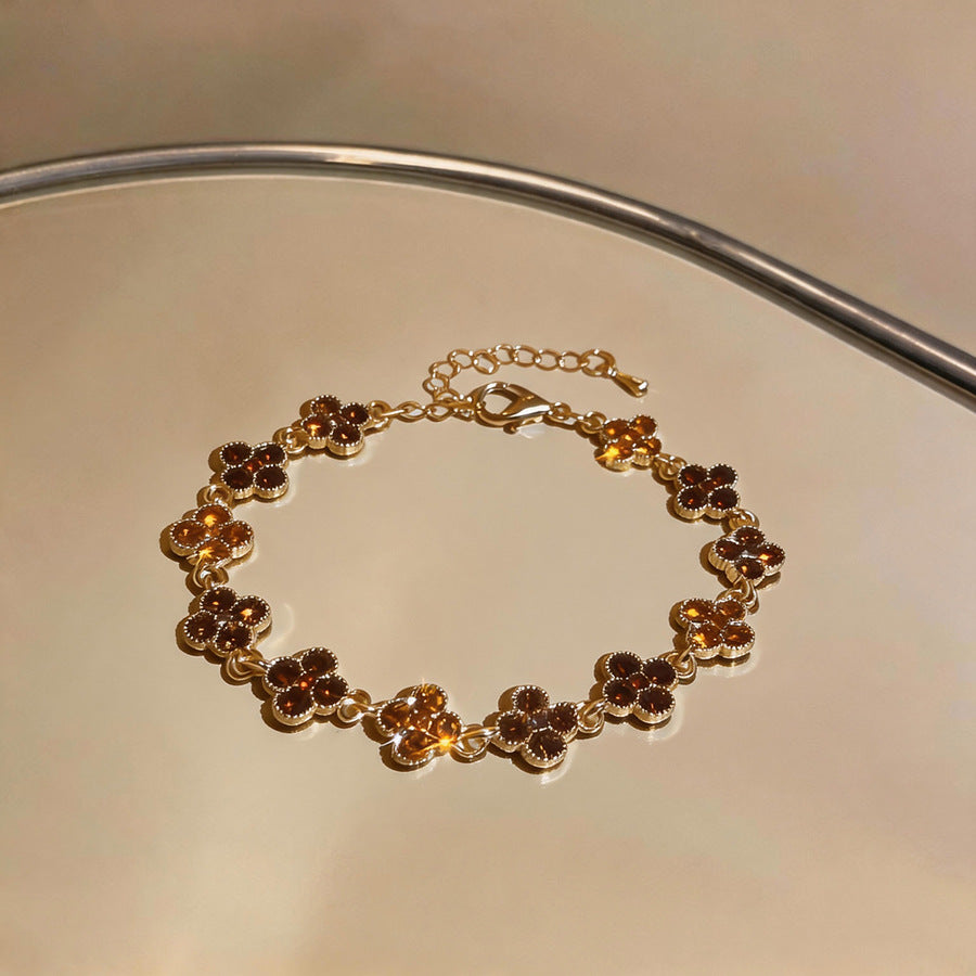 Rhinestone Four-Leaf Clover Bracelet - view 9