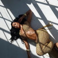 2026 Sequin Halter Hollow-Out Knit Crop Top + High Waist Straight Leg Pants Set