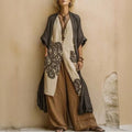 Women's Bohemian Vacation V-Neck Printed Sun-Protection Loose Dress + Long Skirt 2026 - AK-1158-1