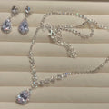 Banquet Luxury ~ Rhinestone Geometric Teardrop Stud Earring Necklace Set Fashionable Clavicle Chain Light Luxury Premium Necklace Women