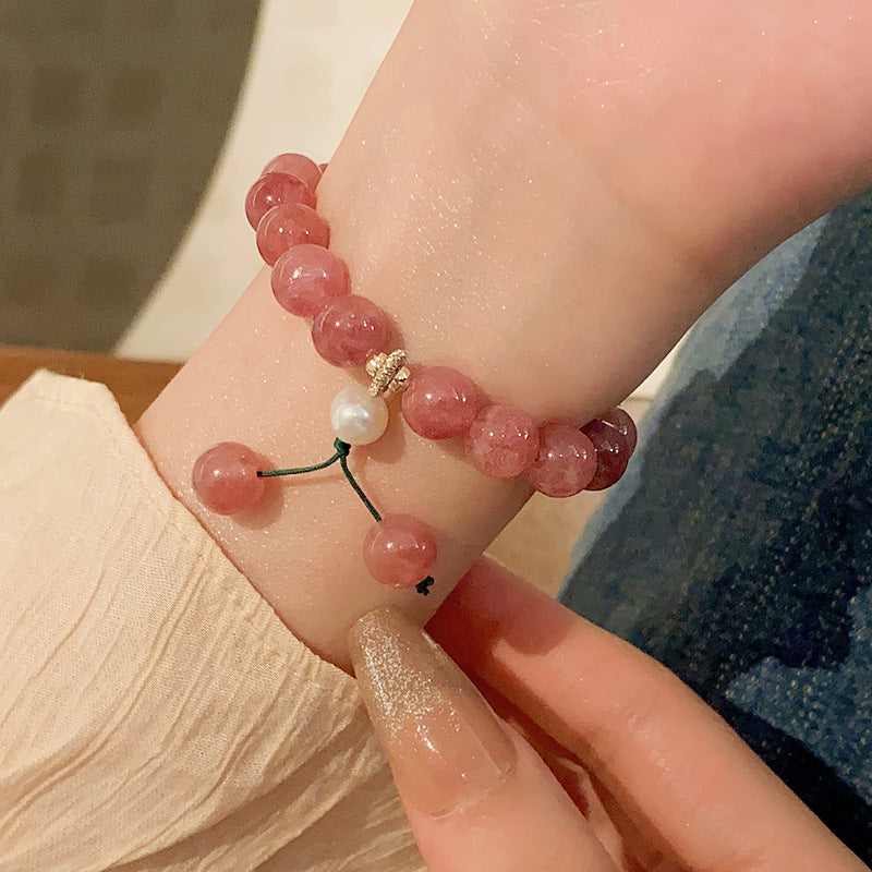 Handmade Strawberry Quartz Beaded Bracelet - view 2