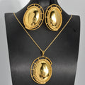 Overseas EU/US Import Metal Breeze Women Geometric Round Necklace Earrings Set Niche Round Band Pendant Design