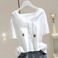 cotton hooded short-sleeved t-shirt for women 2026 spring and summer loose slimming versatile pullov