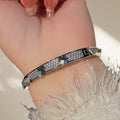 Bestseller Wide Fit Slim Cut 3 Row Crystal Starry Sky Bangle Copper Coated 18K Buckle Full Diamond Fashionable Couples Bracelet Gift