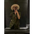 Spring Old Money Office V-Neck Sun-Protection Top + Shirt + Pants 2-Piece Set