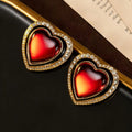 Vintage Double-Layer Heart Necklace Premium vintage Western Accessory Set Retro Rhinestone Light Luxury Bronze Ba Necklace