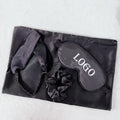 Custom Faux Silk Pillowcase Eyeshade Headband Hair Tie 4-Piece Set Wedding Gift Hair Care Gift Wholesale logo