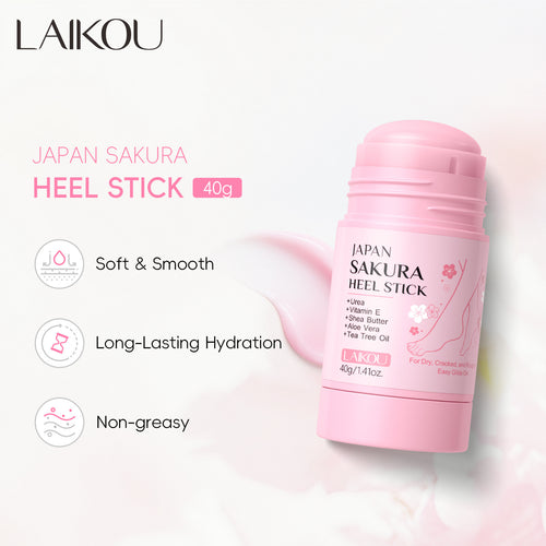 新品莱蔻樱花足跟棒40g补水保湿现货HEEL STICK跨境护肤品全英文
