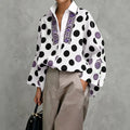 Fall French Fashion Long Sleeve Polka Dot Printed Loose Shirt