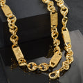 Wholesale Copper Gold Plated Necklace Thick Large Heavy Men Cuban Chain Piece Necklace Bracelet Set Western Trendy Jewelry Item