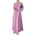 Women's Casual Fashion Long Sleeve Lace Trim Loose Dress 2026 | Elegant Summer Dress - Blue