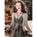 Women's Ethnic Vacation Chiffon High Waist Printed Skirt + Camisole + Long Skirt 2-Pi - Dress