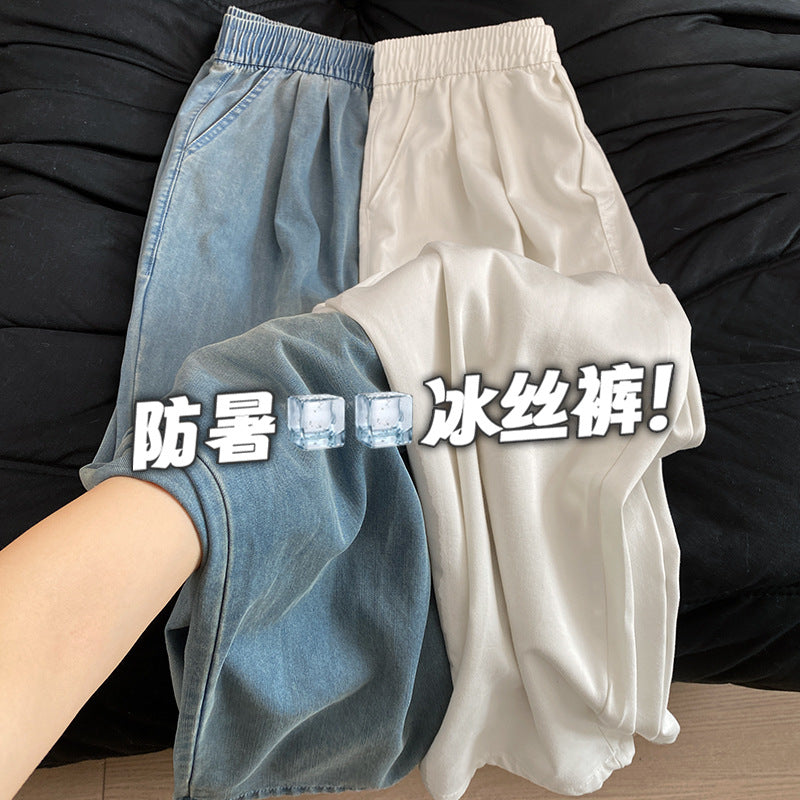 Summer Petite Tencel Drapey Lightweight Loose Elastic Wide Leg Pants + Pants
