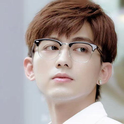 3016 Prescription Sunglasses Anti-Blue Plano Half-Rim Retro Wear Jewelry Frame Glasses Unisex Finish Item Prescription Glasses