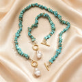 EU/US Import Asymmetric Pearl Clavicle Chain Women Personality Fashionable Premium Elegant Simple Green Fluffy Stone Necklace