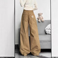 Spring Casual Versatile Embroidered Loose Wide Leg Pants