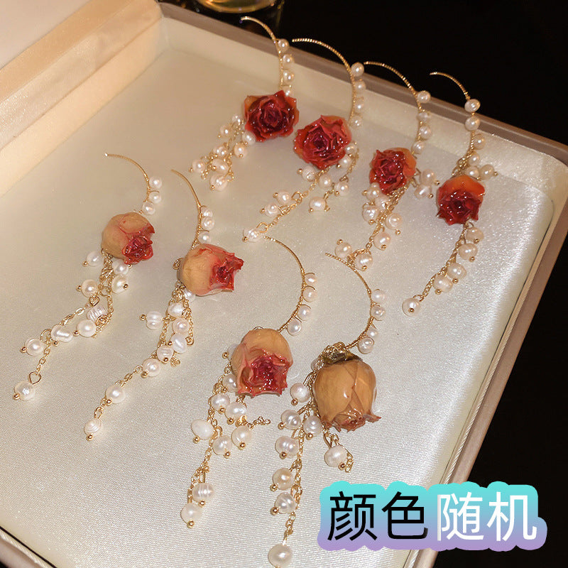 Preserved Flower Rose Drop Earrings - view 8