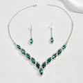 Western Rhinestone Sparkle Glossy Premium Clavicle Chain Earrings Jewelry Simple Versatile Necklace 2-Piece Set Factory Wholesale