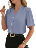 Spring-Summer Casual Fashion Short Sleeve V-Neck Shirt