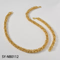 Double-Layer Cross Weave Byzantine King Chain Heavy-Duty Cutout Link Band Thick Necklace Western Hip-Hop Moto Necklace Bracelet Set