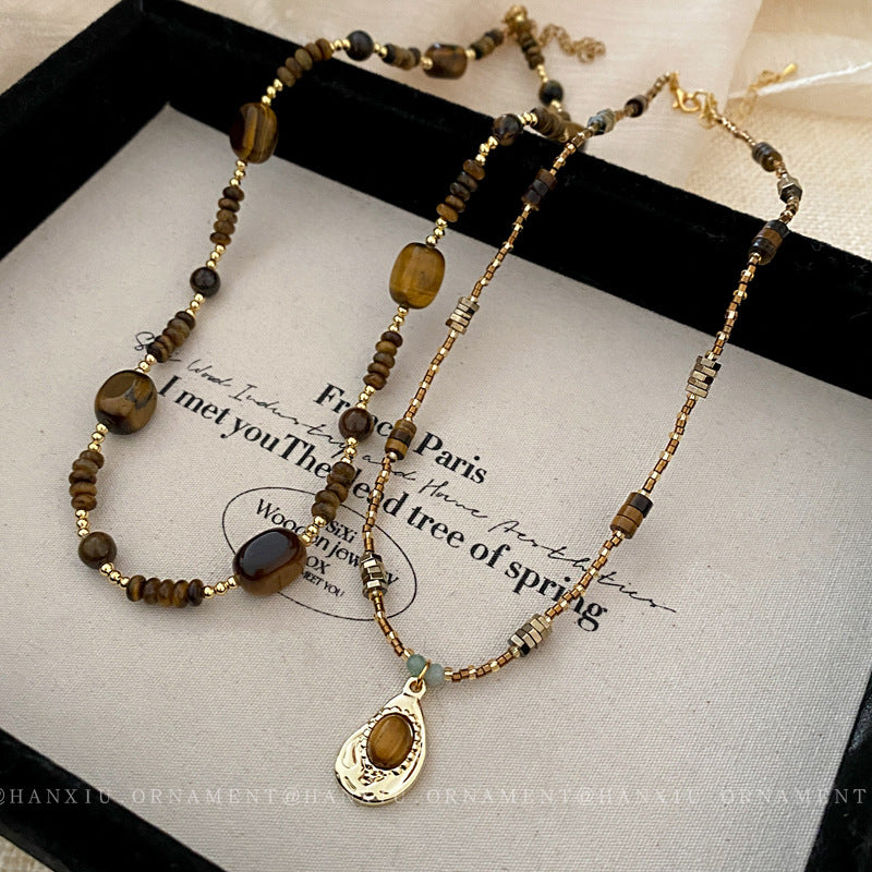 Vintage Oval Tiger's Eye Necklace - view 2