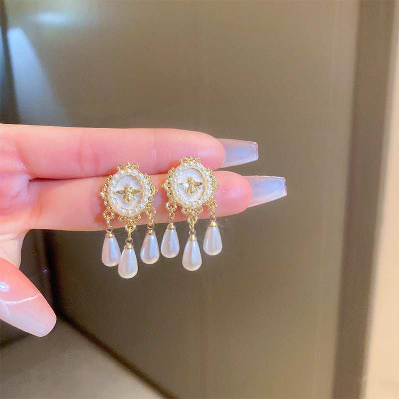 Vintage Enamel Oval Flower Earrings - view 11