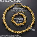 Western Fashionable New Copper Gold Plated Statement Hip-Hop Breeze Twist Chunky Chain Band Mutual Clasp Trendy Necklace Bracelet Set