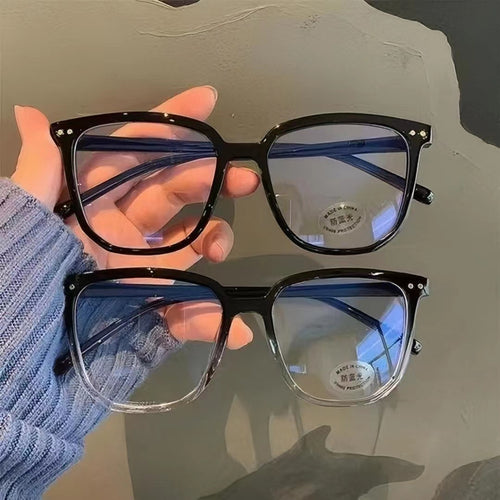RedNote Blue-Light Glasses Women Korean Bare Face Asymmetric Retro Glasses Frame Trendy Plano Preppy