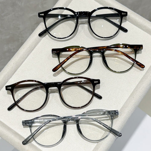 Retro Round Glasses Frame Overseas Unisex Fashionable Anti-Blue Bare Face Wear Jewelry Glasses Contrast Stud Frame