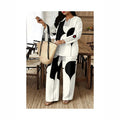 Women's Ethnic Retro Plus Size Long Sleeve V-Neck Printed Drapey Top Set 2026 - 1