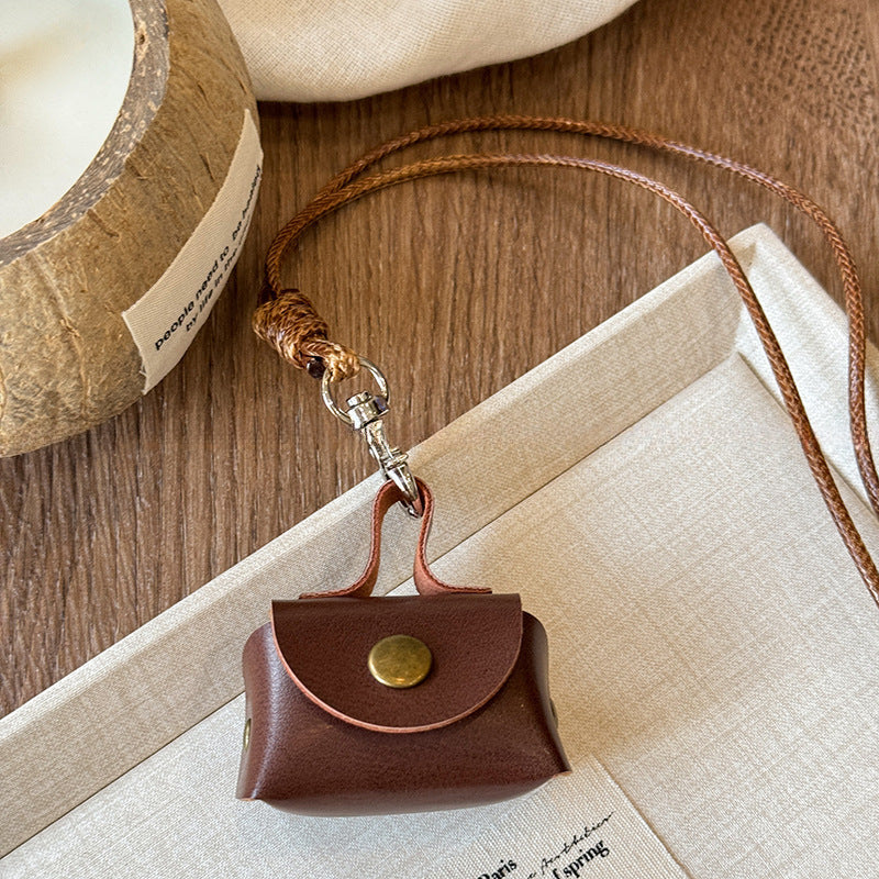Leather Earbud Pouch Necklace Charm - view 9