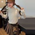 Girls' Scalloped Long Sleeve T-Shirt - 3D Bow Detail